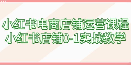 小红书电商店铺运营课程，小红书店铺0-1实战教学