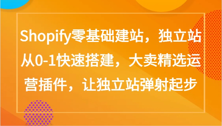 fy3105期-Shopify零基础建站，独立站从0-1快速搭建，大卖精选运营插件，让独立站弹射起步