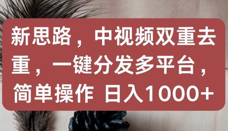 新思路，中视频双重去重，一键分发多平台，简单操作，日入1000+