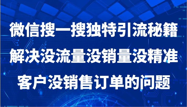 fy2545期-微信搜一搜暴力引流，解决没流量没销量没精准客户没销售订单的问题