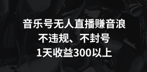 音乐号无人直播赚音浪，不违规、不封号，1天收益300+