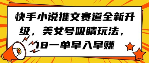 （9776期）快手小说推文赛道全新升级，美女号吸睛玩法，18一单早入早赚