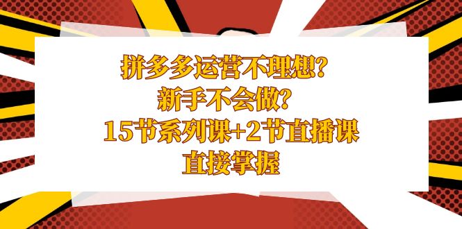 fy2429期-拼多多运营不理想？新手不会做？15节系列课+2节直播课学会直接掌握