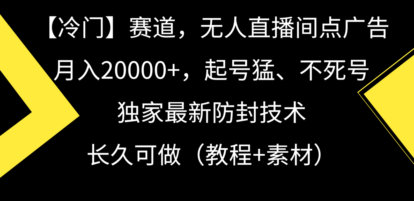 fy2930期-冷门赛道无人直播间点广告， 月入20000+，起号猛不死号，独 家最新防封技术