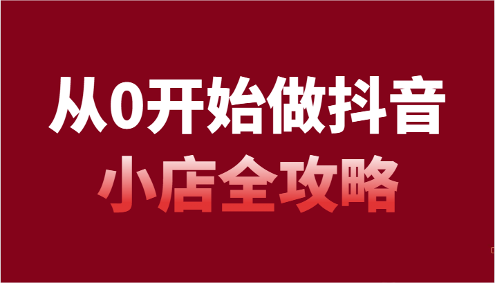 fy2484期-从0开始做抖音小店全攻略，抖音开店全步骤详细解说（54节课）