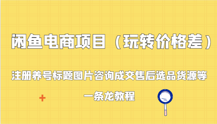 fy2728期-闲鱼电商项目（玩转价格差）：注册养号标题图片咨询成交售后选品货源等，一条龙教程