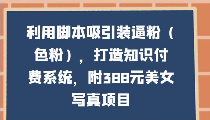 fy3109期-利用脚本吸引装逼粉（色粉），打造知识付费系统，附388元美女写真项目