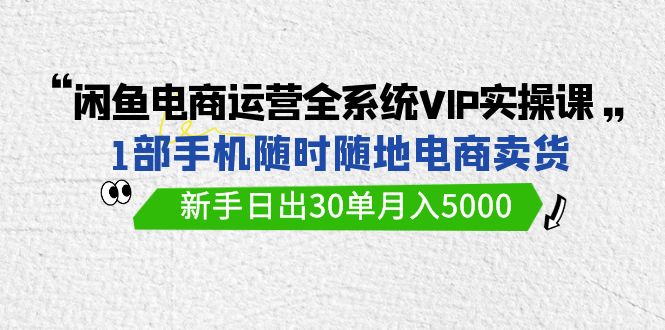 fy2982期-闲鱼电商运营全系统VIP实战课，1部手机随时随地卖货，新手日出30单月入5000