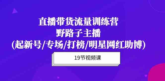 fy3633期-直播带货流量特训营，野路子主播(起新号/专场/打榜/明星网红助博)