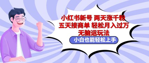 （9239期）小红书新号两天涨千粉五天接商单轻松月入过万 无脑搬运玩法 小白也能轻松上手