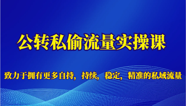 fy1418期-公转私偷流量实操课，致力于拥有更多自持，持续，稳定，精准的私域流量