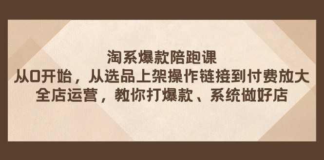 fy1844期-淘系爆款陪跑课 从选品上架操作链接到付费放大 全店运营 打爆款 系统做好店