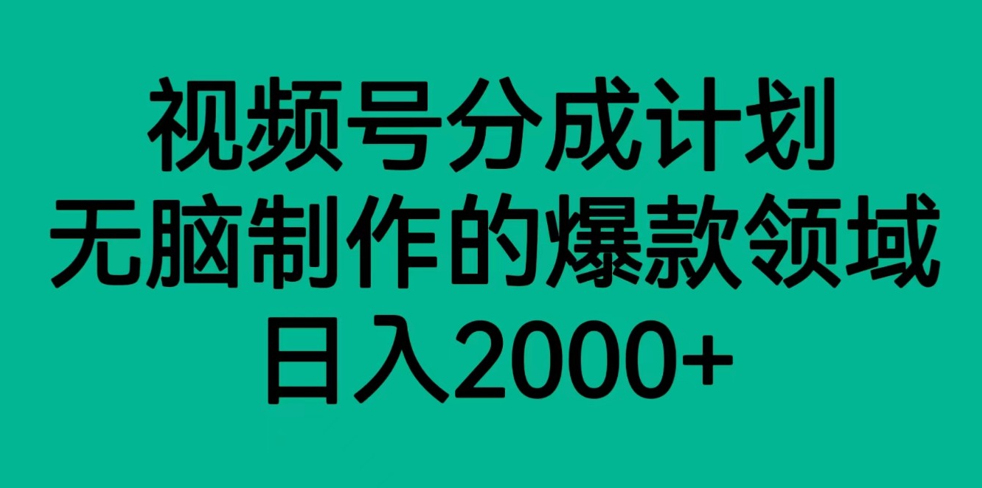 fy1801期-视频号分成计划，轻松无脑制作的爆款领域，日入2000+