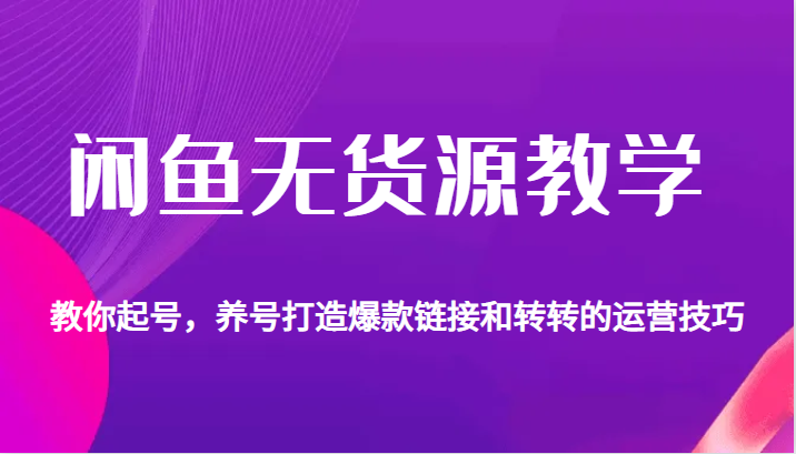 fy1155期-闲鱼无货源教学，教你起号，养号打造爆款链接以及转转的运营技巧