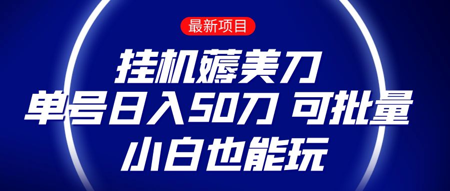 fy2165期-薅羊毛项目  零投入挂机薅美刀    单号日入50刀  可批量  小白也能玩