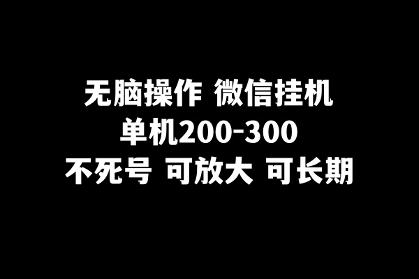 fy2039期-无脑操作微信挂机单机200-300一天，不死号，可放大