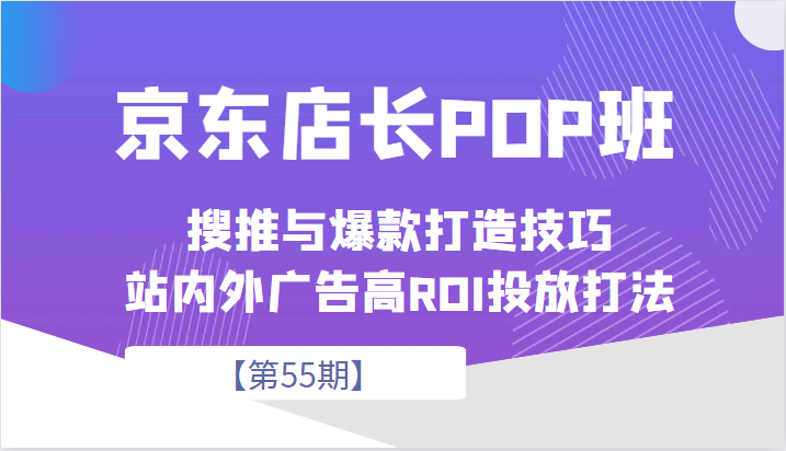 fy1176期-京东店长POP班【第55期】，京东搜推与爆款打造技巧，站内外广告高ROI投放打法