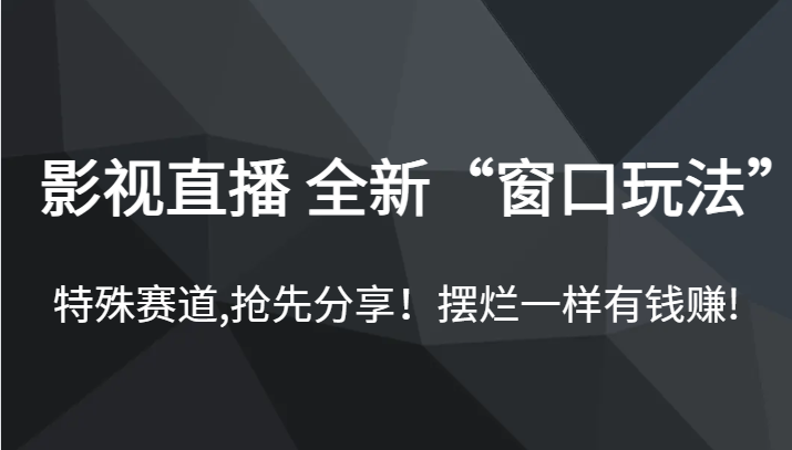 fy1400期-影视直播 全新“窗口玩法”，特殊赛道,抢先分享！摆烂一样有钱赚!