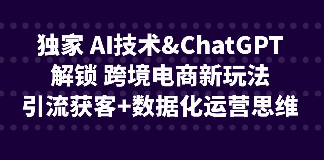 fy1115期-独家 AI技术&ChatGPT解锁 跨境电商新玩法，引流获客+数据化运营思维