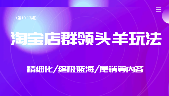 fy1490期-淘宝店群领头羊玩法，精细化/终极蓝海/尾销等内容（第10-12期）