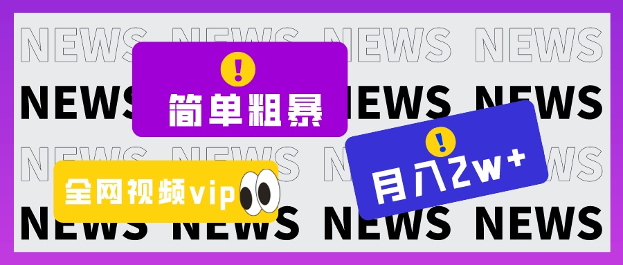 fy1799期-简单粗暴零成本，高回报，全网视频VIP掘金项目，月入2万＋