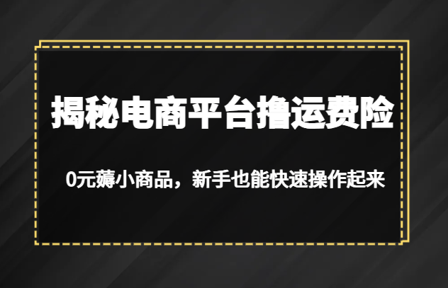 fy1359期-揭秘电商平台撸运费险，0元薅小商品，新手也能快速操作起来