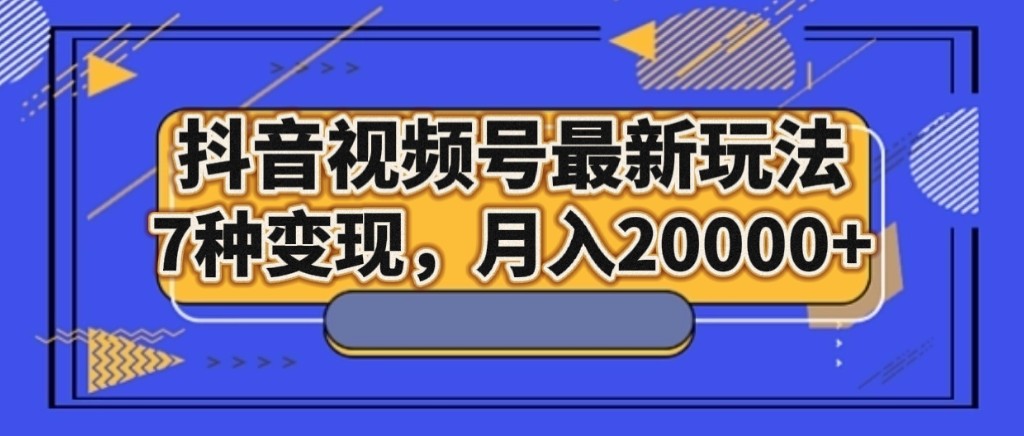 fy2001期-抖音视频号最新玩法，7种变现，月入20000+