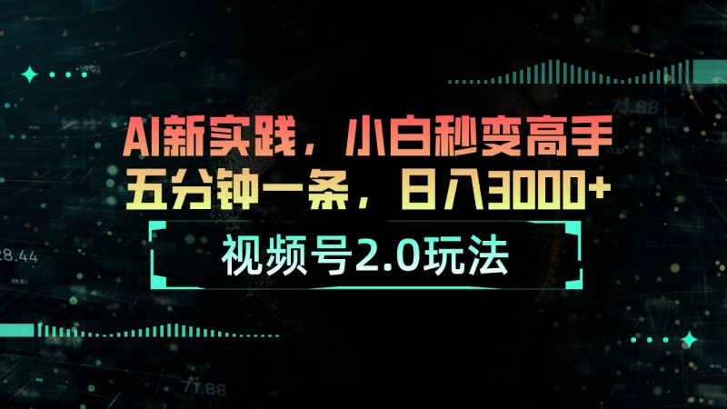 （10888期）视频号2.0玩法 AI新实践，小白秒变高手五分钟一条，日入3000+