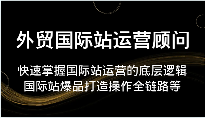 FY4207期-外贸国际站运营顾问-快速掌握国际站运营的底层逻辑，国际站爆品打造操作全链路等