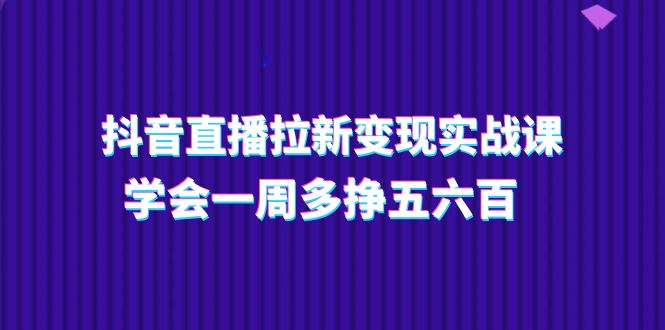 （11254期）抖音直播拉新变现实操课，学会一周多挣五六百（15节课）