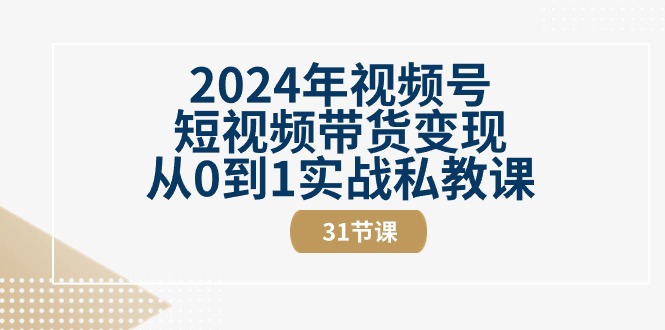 FY4158期-2024年视频号短视频带货变现从0到1实战私教课（30节视频课）