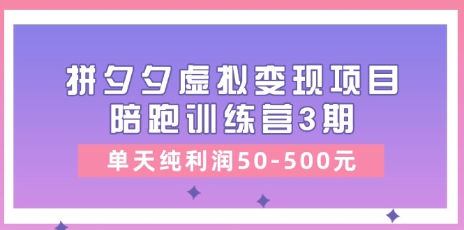 FY4223期-黄岛主《拼夕夕虚拟变现项目陪跑训练营3期》单天纯利润50-500元