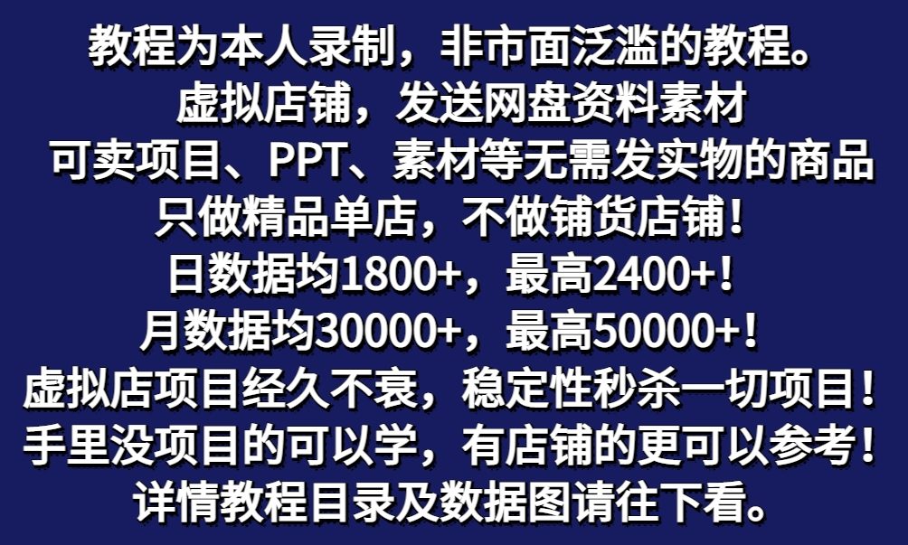 FY4360期-拼多多虚拟电商训练营月入50000+你也行，暴利稳定长久，副业首选