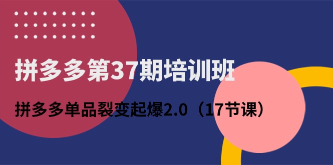 FY4105期-拼多多第37期培训班：拼多多单品裂变起爆2.0（17节课）