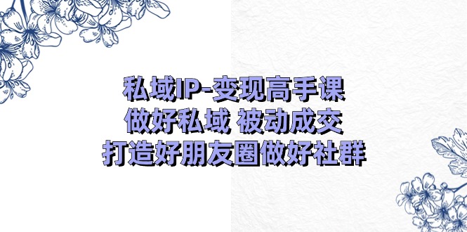 FY4316期-私域IP变现高手课：做好私域被动成交，打造好朋友圈做好社群（18节）