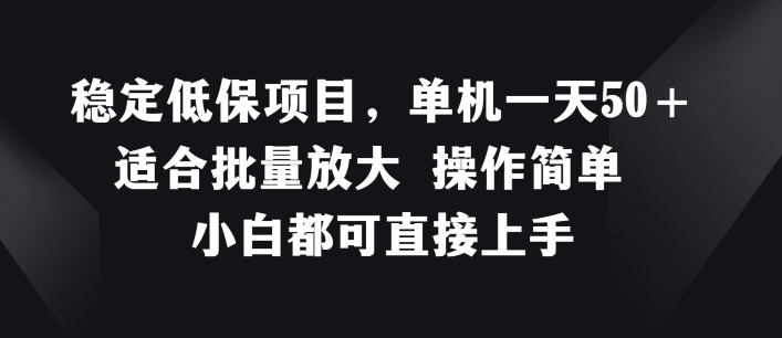 稳定低保项目，单机一天50+适合批量放大 操作简单 小白都可直接上手