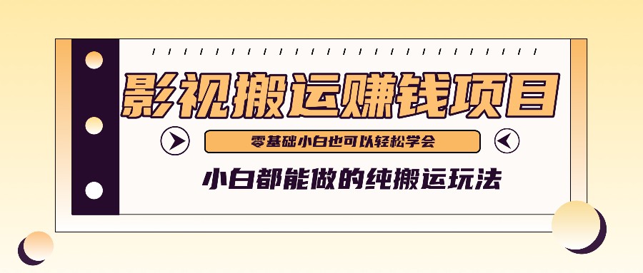 FY4522期-手把手教你操作影视搬运项目，小白都能做零基础也能赚钱