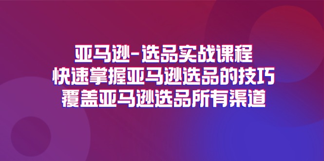 FY4534期-亚马逊选品实战课程，快速掌握亚马逊选品的技巧，覆盖亚马逊选品所有渠道