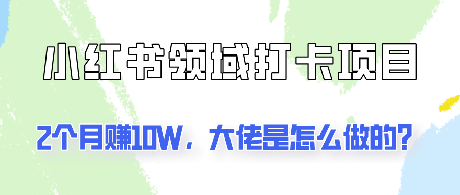 FY4086期-通过小红书领域打卡项目2个月赚10W，大佬是怎么做的？