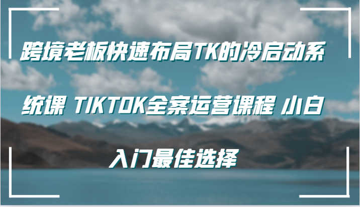 FY4149期-跨境老板快速布局TK的冷启动系统课 TIKTOK全案运营课程 小白入门最佳选择