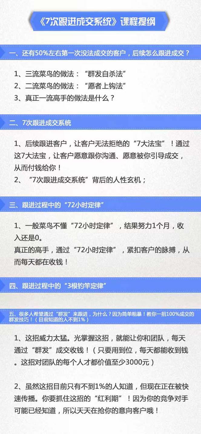 FY4698期-《7次跟进成交系统》简单粗暴的成交技巧，目前不到1%的人知道！