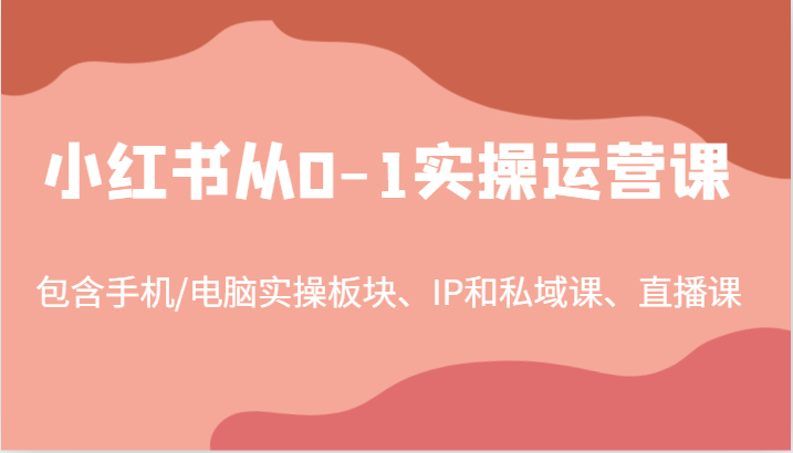 FY4287期-小红书从0-1实操运营课，包含手机/电脑实操板块、IP和私域课、直播课（97节）