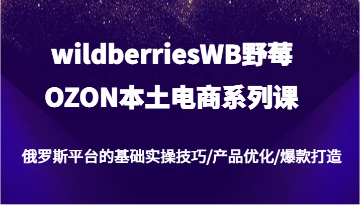 FY4284期-wildberriesWB野莓/OZON本土电商系列课，俄罗斯平台的基础实操技巧/产品优化/爆款打造