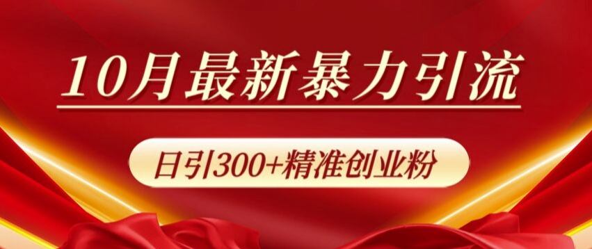 10月最新暴力引流，私域完美闭环，日引300+精准创业粉