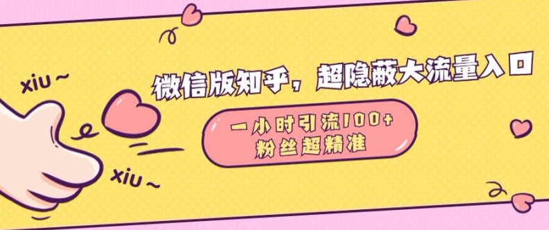 微信版知乎，超隐蔽流量入口1小时引流100人，粉丝质量超高