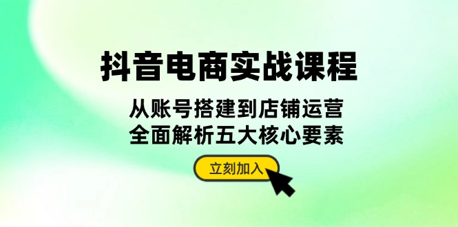 （13350期）抖音 电商实战课程：从账号搭建到店铺运营，全面解析五大核心要素