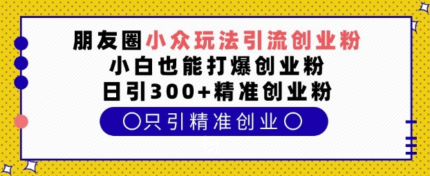 朋友圈小众玩法引流创业粉，小白也能打爆创业粉，日引300+精准创业粉