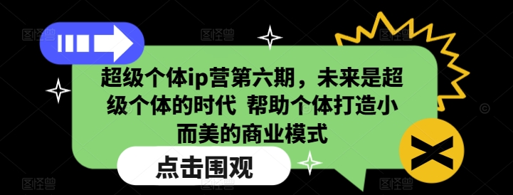 超级个体ip营第六期，未来是超级个体的时代  帮助个体打造小而美的商业模式