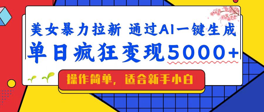 （14347期）美女暴力拉新，通过AI一键生成，单日疯狂变现5000+，纯小白一学就会！