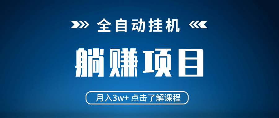 （14551期）全自动挂机项目 月入3w+ 真正躺平项目 不吃电脑配置 当天见收益